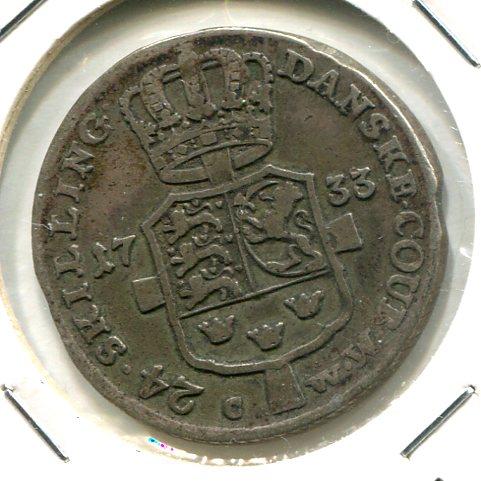 DENMARK 1733CW 24 SKILLING 'SCARCE'