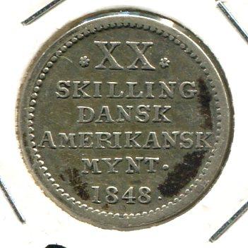 DANISH WEST INDIES 1848 20 SKILLING 'SCARCE'