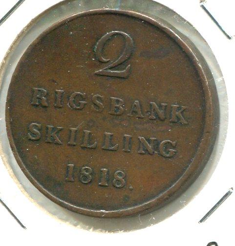 DENMARK 1818 2 RIGSSKILLING