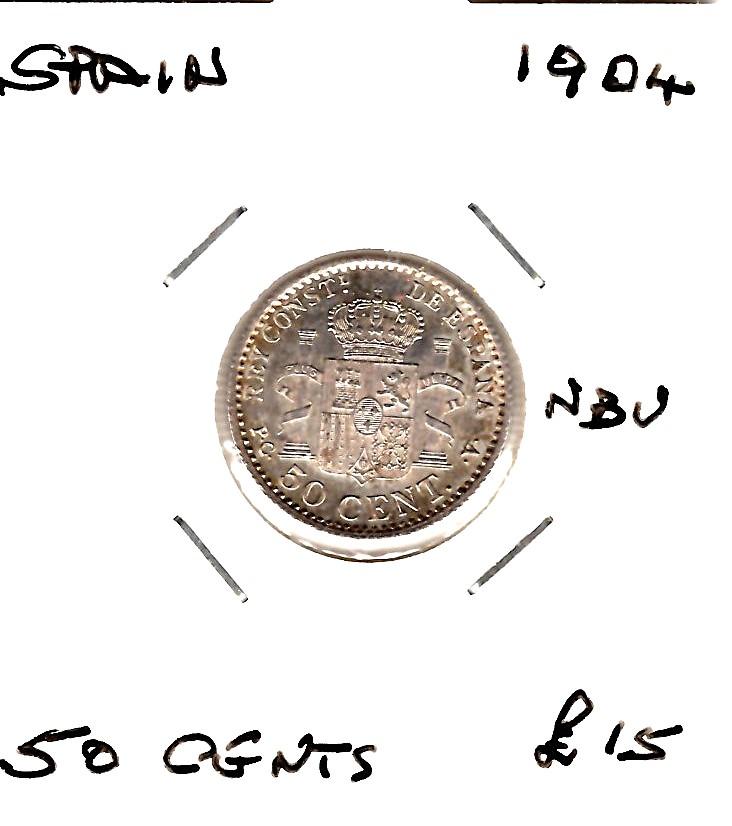 SPAIN 1904 50 CENS NBU