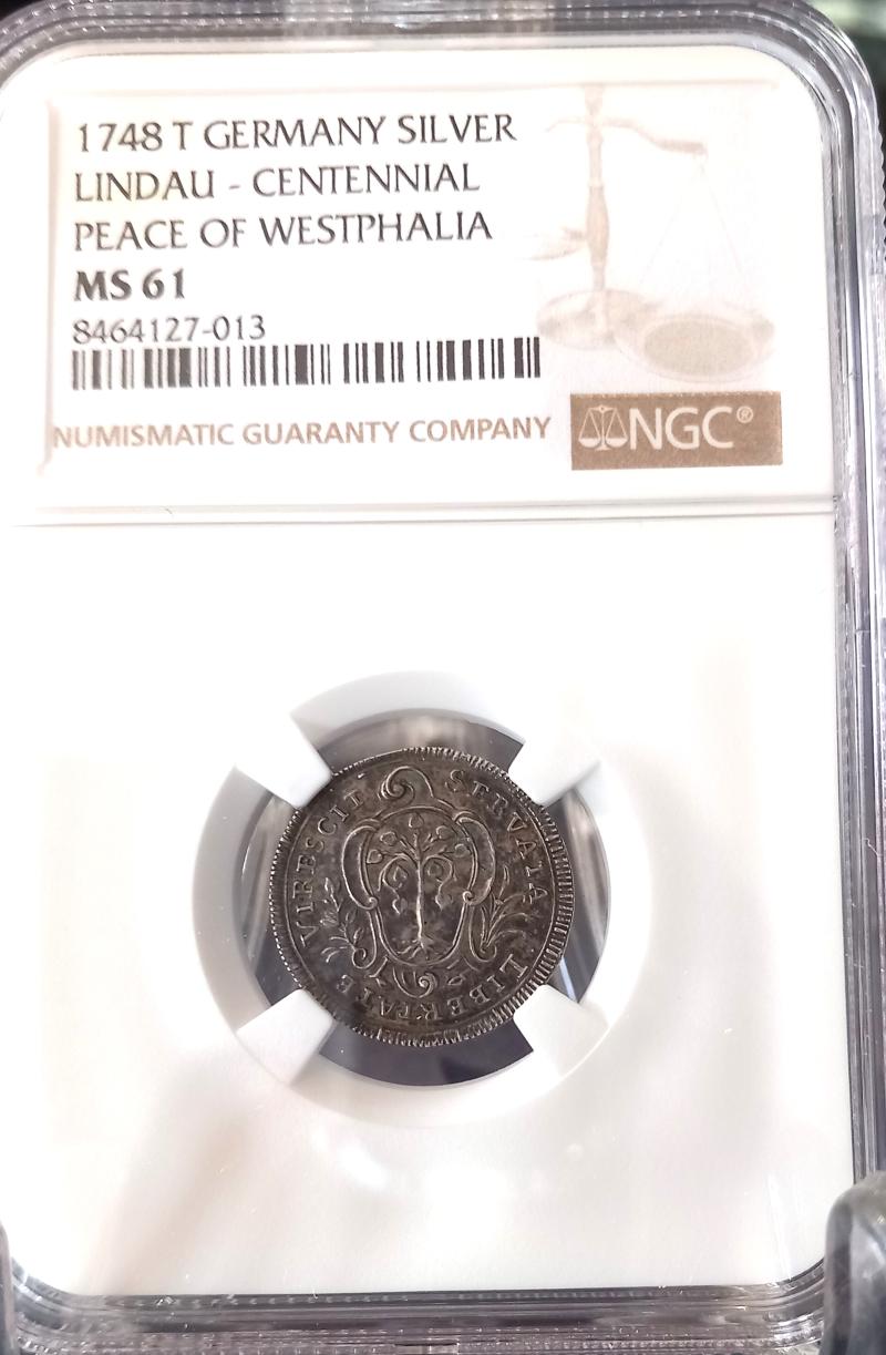 GERMANY 1748T SILVER LINDAU 1/2 DUCAT