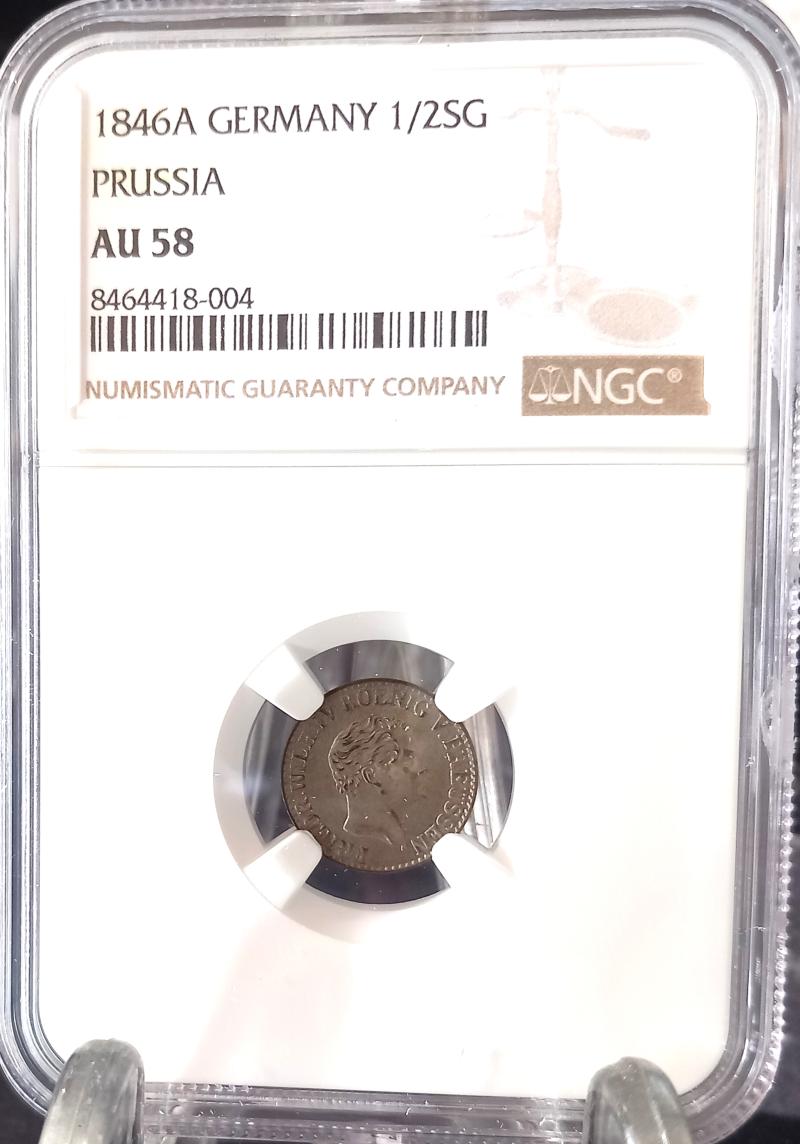GERMANY 1846A 1/2 GROSCHEN SLABBED