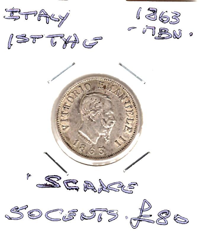 ITALY 1863MBN 50 CENTS SCARCE (03)