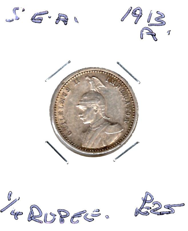 GERMAN EAST AFRICA 1913A 1/4 RUPEE (03)