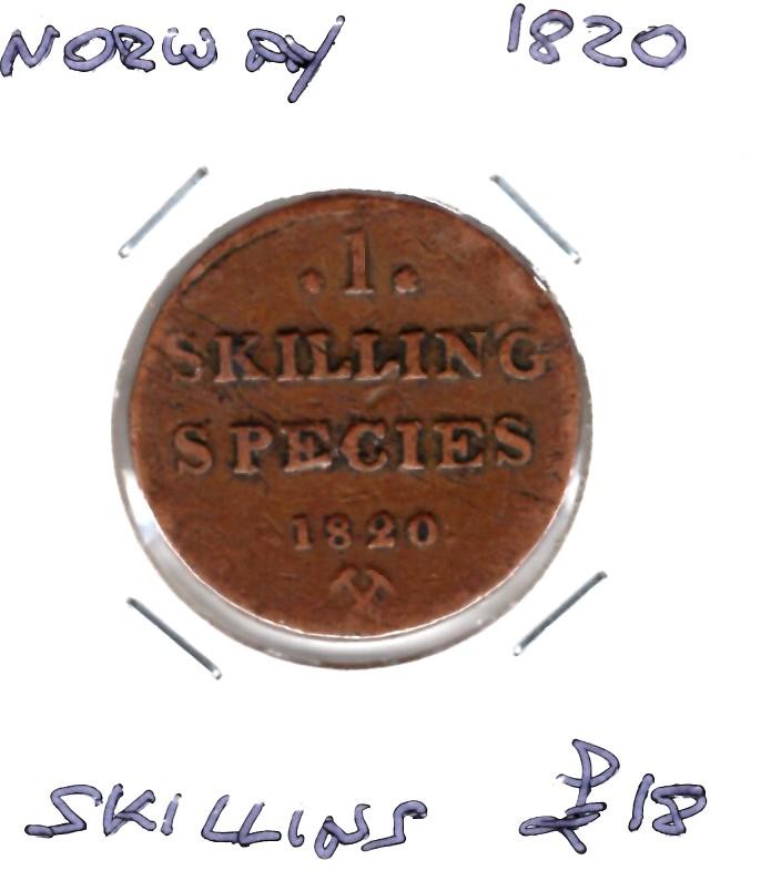 NORWAY 1820 SKILLING