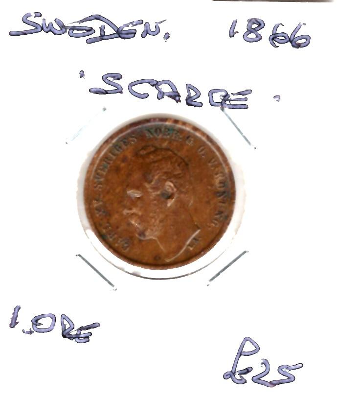 SWEDEN 1866 1 ORE SCARCE