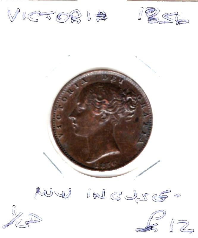 GB VICTORIA 1856 1/4D 'WW INCUSE'