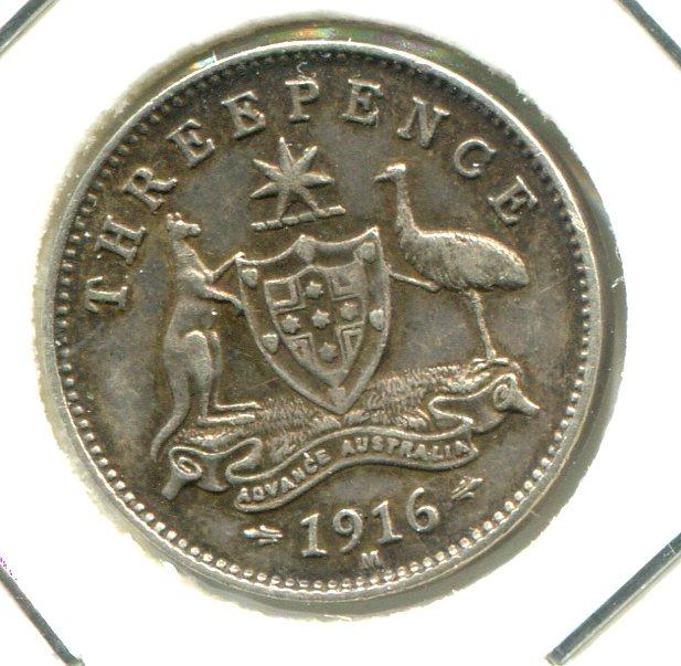 AUSTRALIA 1916M THREEPENCE 'SCARCE'