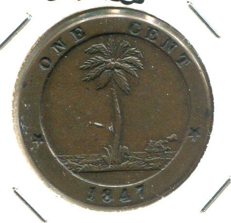 LIBERIA 1847 CENT 'SCARCE'