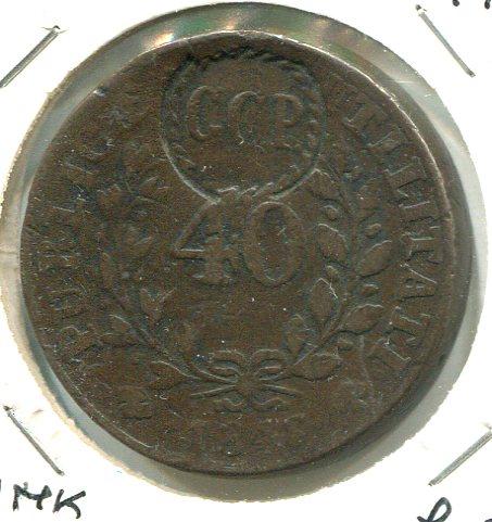 PORTUGAL 1847 40 REIS C/MARKED