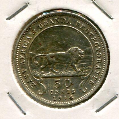 E. AFRICA 1914H 50 CENTS