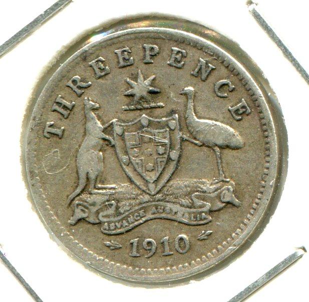 AUSTRALIA 1910 THREEPENCE