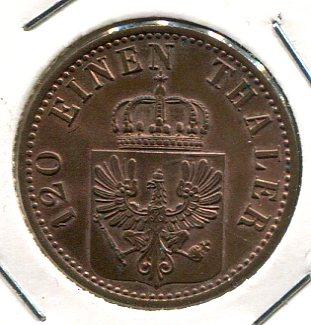 GERMANY PRUSSIA 1860A 3 PFENNIG (03)