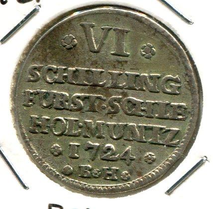 GERMANY SCHLESWEG HOLSTEIN GORTROP 1724 6 SCHILLING 'SCARCE'  (02)