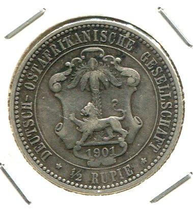 GERMAN EAST AFRICA 1901 1/2 RUPEE