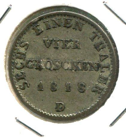 GERMANY PRUSSIA 1818D 4 GROSCHEN 'SCARCE'