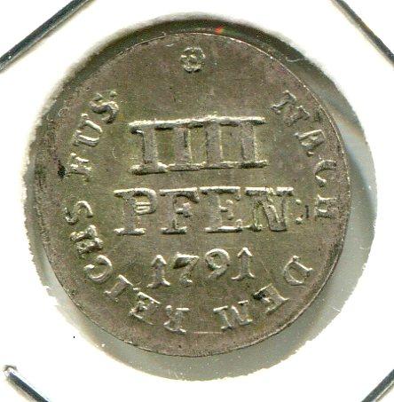 GERMANY BRUNSWICK LUNEBURG 1791C 4 PFENNIG