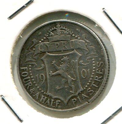 CYPRUS 1901 4 1/2 PIASTRES