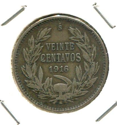 CHILE 1916 20 CENTS