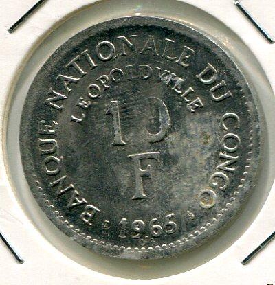 CONGO 1963 10 FRANCS