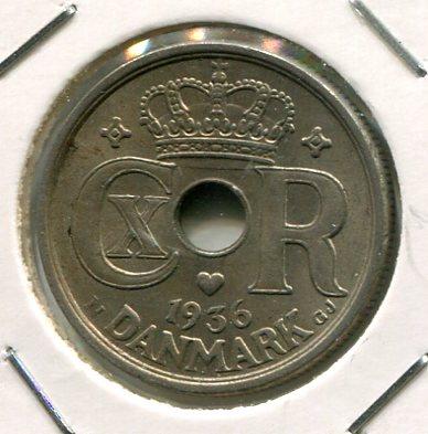 DENMARK 1936 25 ORE